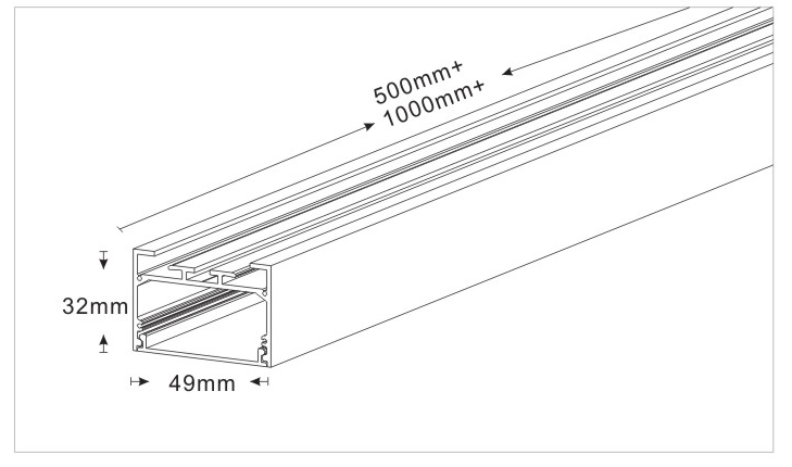 Drawing of Suspended/pendant or surface-mounted Led Linear Light 104932, 30W